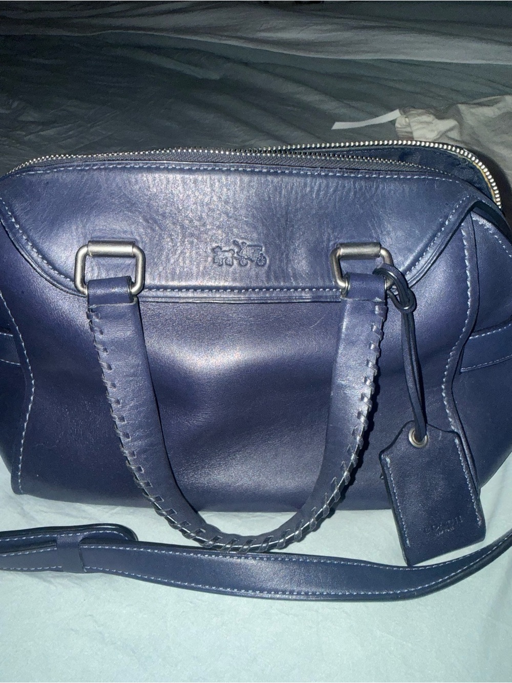 Coach Deep Blue Leather Shoulder Satchel